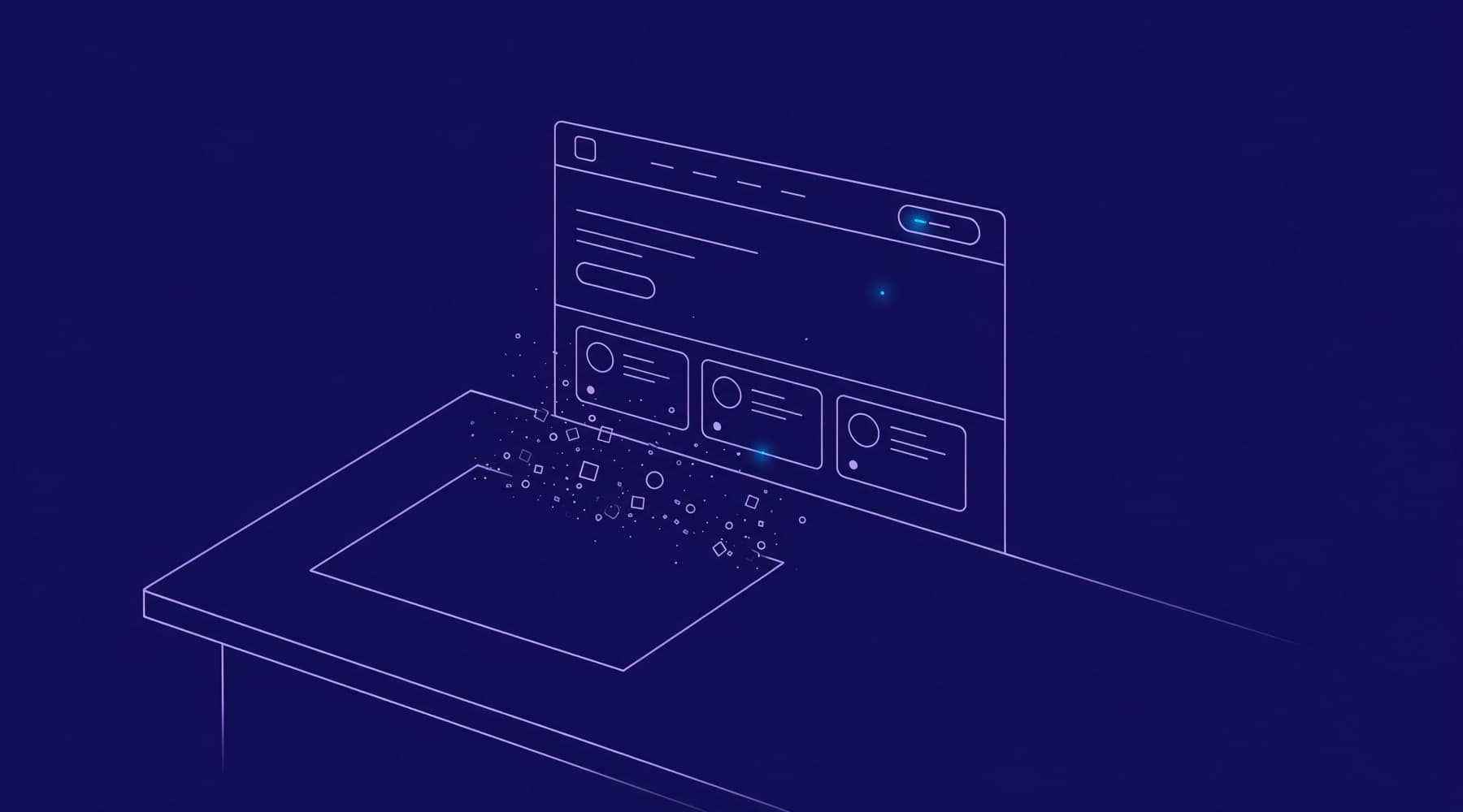 Ein leeres Blatt, das zu einem Website-Layout wird, Illustration